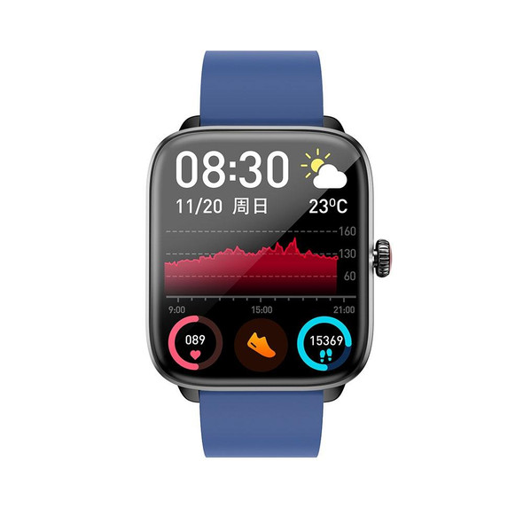 T20 1.96 inch IP67 Waterproof Silicone Band Smart Watch, Supports Dual-mode Bluetooth Call / Heart Rate Monitoring(Blue)
