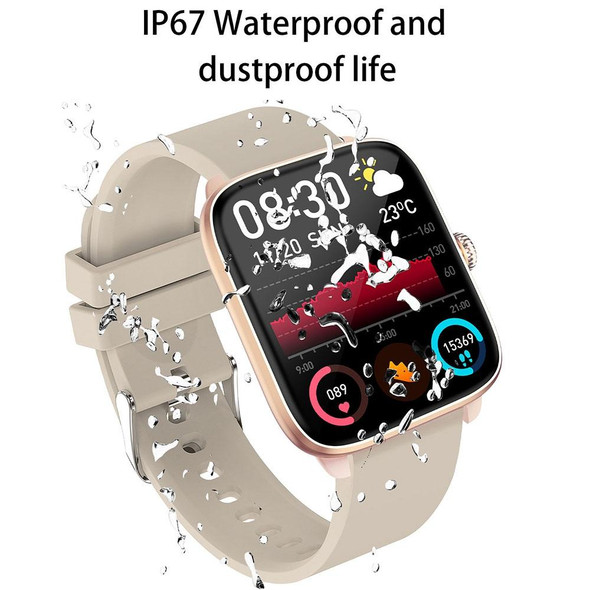 T20 1.96 inch IP67 Waterproof Silicone Band Smart Watch, Supports Dual-mode Bluetooth Call / Heart Rate Monitoring(Gold)