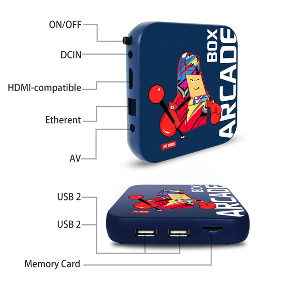 Arcade Box 128G Wireless Video Game Machine Box 4K HD Display For PS1/PSP/N64/DC, EU Plug