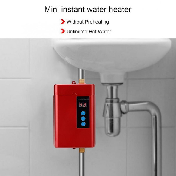 US Plug 3000W  Electric Water Heater With Remote Control Adjustable Temperate(Red)