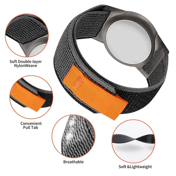 For AirTag Nylon Strap Wristband Anti-lost Tracker Protective Case(Blue Gray)