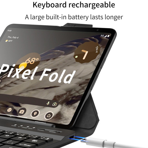 For Google Pixel Fold GKK Magnetic Folding Bluetooth Keyboard Leatherette Case with Pen + Keyboard + Case(Green)
