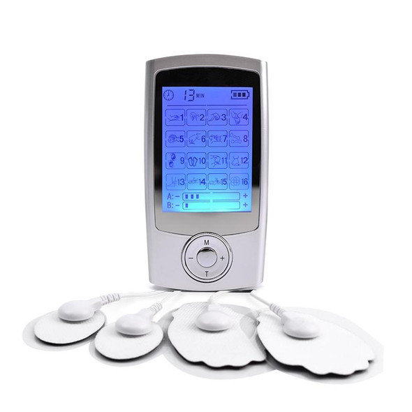 16 Mode Digital Electronic Pulse Massager Muscle Stimulator Pain Relief Machine(Silver)