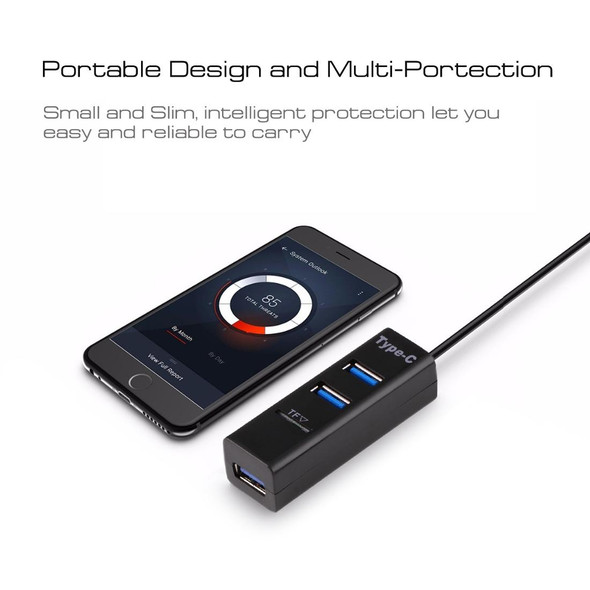 2 in 1 USB 3.1 USB-C / Type-C to USB 2.0 COMBO 3 Ports HUB + TF Card Reader(Black)