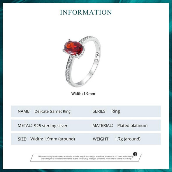 BSR460-8RD S925 Sterling Silver White Gold Plated Zircon Exquisite Pomegranate Ring Hand Decoration