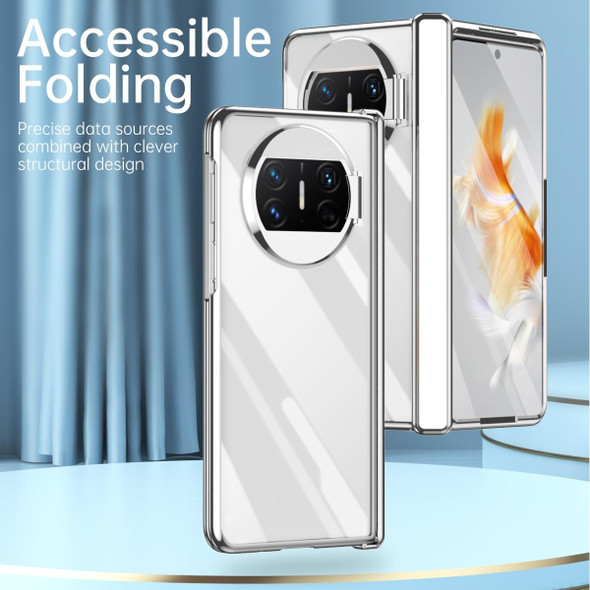 For Huawei Mate X3 Electroplating PC Folding Phone Case with Hinge(Silver)