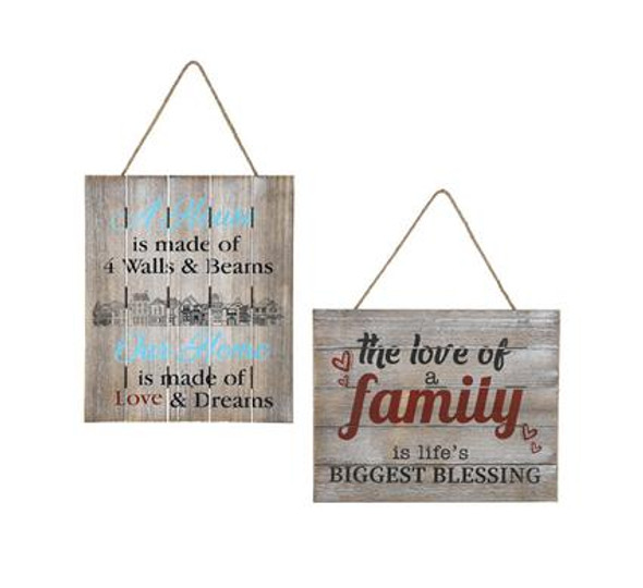 Wooden Plaque Sign 34cm x 27cm Assorted Family