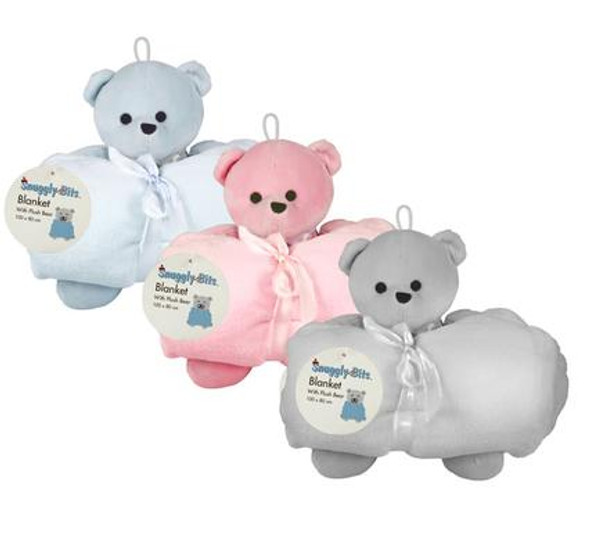 Plush Bear 20cm With Blanket 100x80cm Assorted