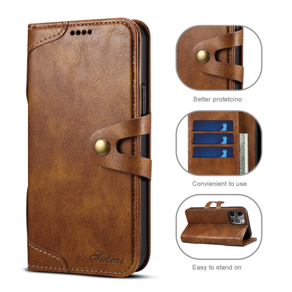 For iPhone 13 Pro Calf Texture Buckle Horizontal Flip Leatherette Case with Holder & Card Slots & Wallet (Brown)