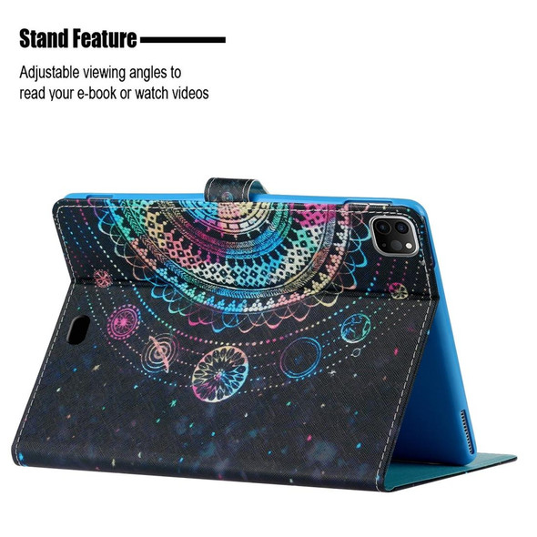 For iPad 11 Pro (2020) Painted Flower Totem Car Line TPU Horizontal Flip Leatherette Tablet Case with Holder & Card Slot & Sleep / Wake-up Function(Black)
