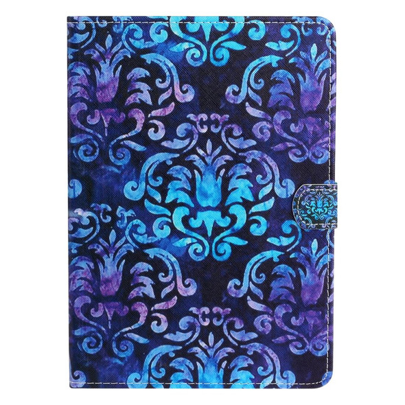 For iPad 11 Pro (2020) Painted Flower Totem Car Line TPU Horizontal Flip Leatherette Tablet Case with Holder & Card Slot & Sleep / Wake-up Function(Black Blue)