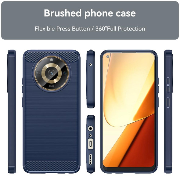 For Realme 11 5G Brushed Texture Carbon Fiber TPU Phone Case(Blue)