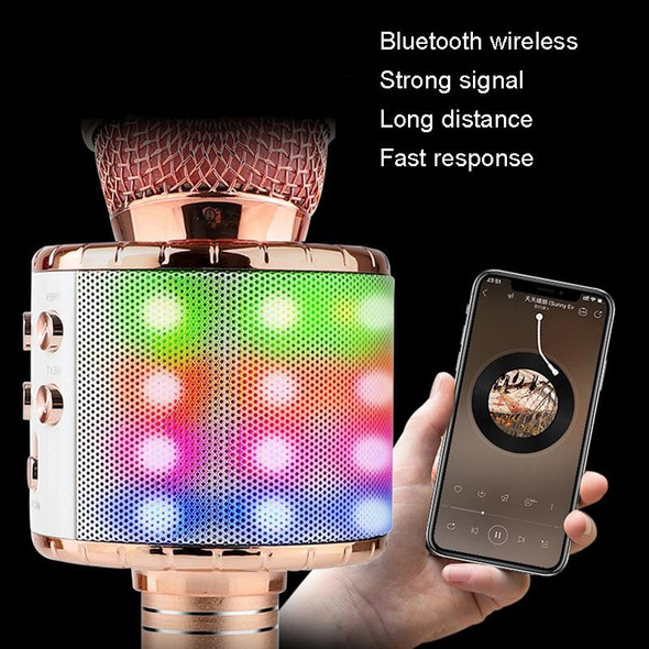 WS-858L LED Light Flashing Wireless Capacitance Microphone Comes With Audio Mobile Phone Bluetoon Live Microphone(Black)