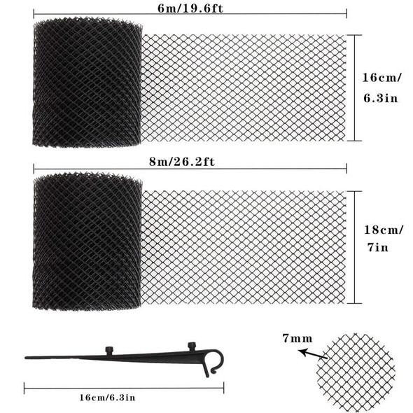 Plastic Gutter Guard Prevent Leaves or Debris From Clogging Downspouts and Drains, Width x Length: 16cm x 6m With 15pcs Nails