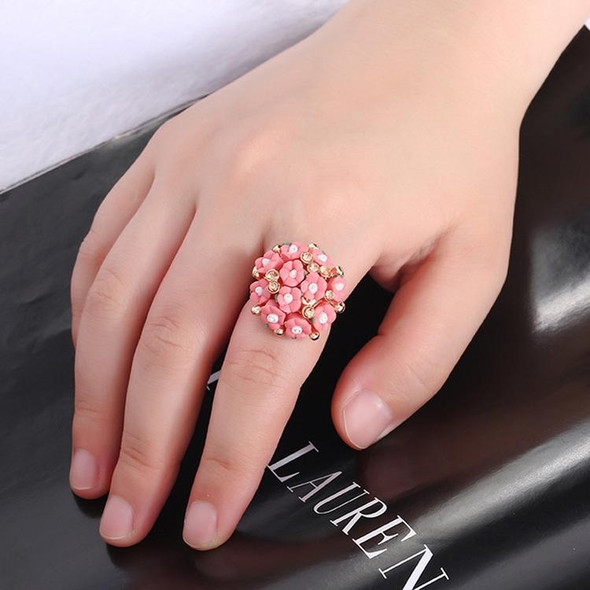 Fashion Ceramic Flower Ring for Women Adjustable Wedding Rings Jewelry(Red)