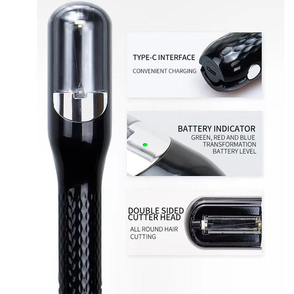 Wireless Hair Split Ends Trimmer USB Charging Hair Cutter Smooth End Cutting Clipper(Black)