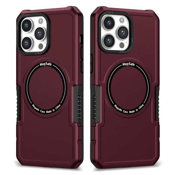 For iPhone 12 Pro Max MagSafe Shockproof Armor Phone Case(Wine Red)