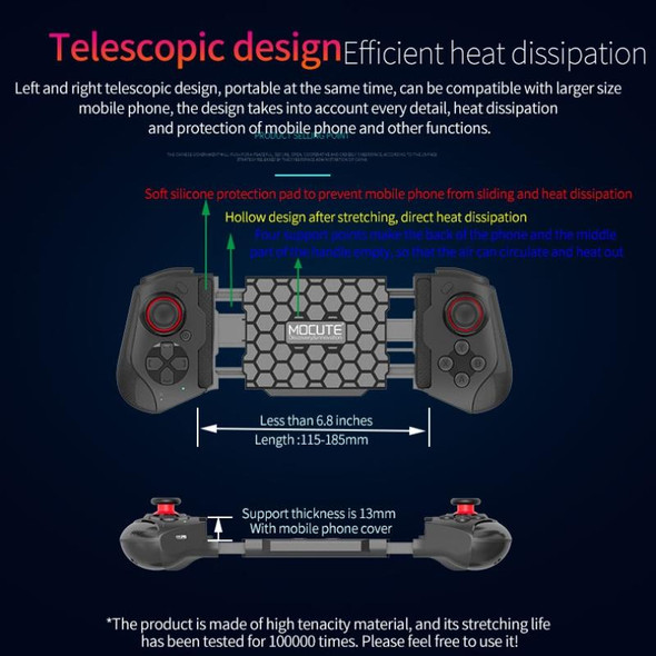 MOCUTE 060 Stretch Dual Joystick Bluetooth Gamepad - Android & iOS(Red+Blue)