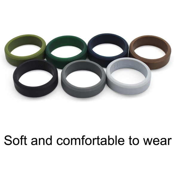 SIR062 8MM Wide Bevel Silicone Ring Sports Ring No.14(Dark Gray)