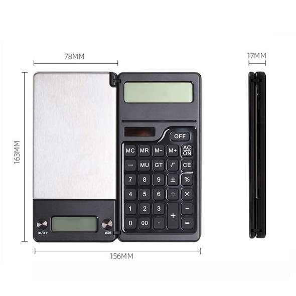 0.1g/1kg Kitchen Digital Scale Pocket Scale With Solar Calculator(Black)