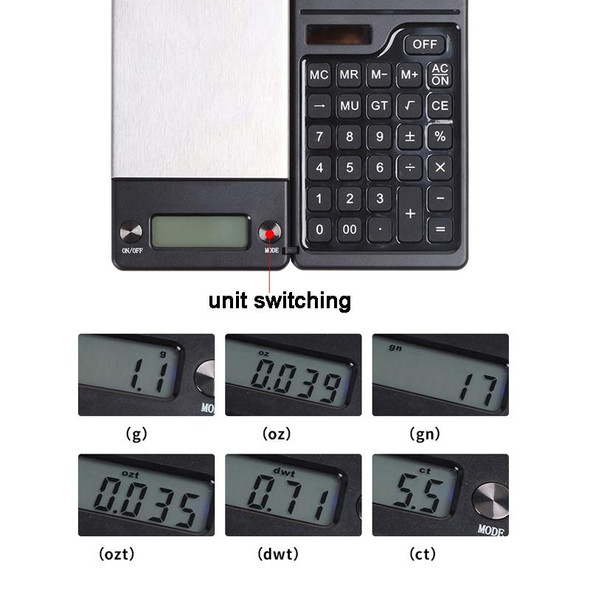 0.1g/1kg Kitchen Digital Scale Pocket Scale With Solar Calculator(Black)