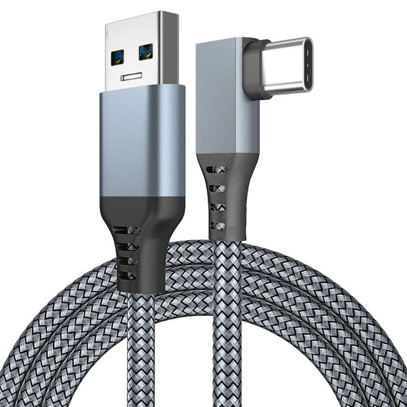 2m USB to USB-C / Type-C Elbow 5Gbps USB3.1 Gen2 Fast Charging Data-sync Cable(Grey)