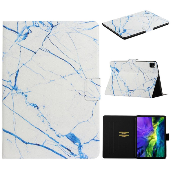 For iPad 11 Pro (2020) Horizontal Flip Leatherette Tablet Case with Holder & Card Slot & Sleep / Wake-up Function(White Marble)