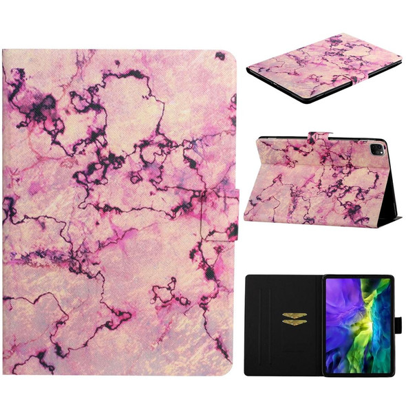 For iPad 11 Pro (2020) Horizontal Flip Leatherette Tablet Case with Holder & Card Slot & Sleep / Wake-up Function(Pink Marble)