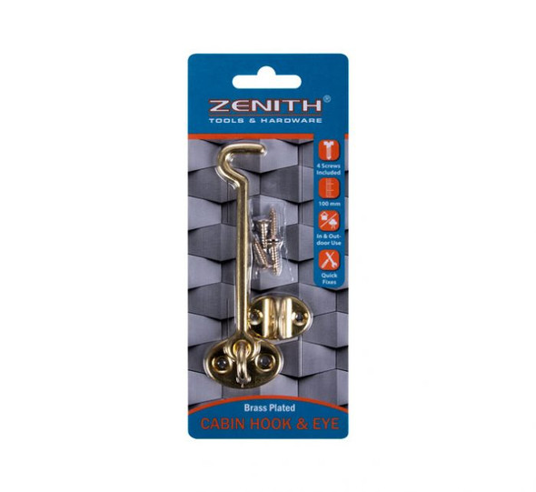 Cabin And Hook And Eye Brass With Screws – 100mm