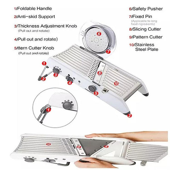 Multifunctional Long Stainless Steel Grater Slicer Chopper Crusher