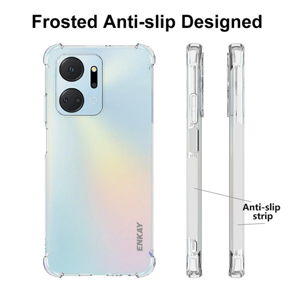 For Honor X7A 4G Global ENKAY Hat-Prince Transparent TPU Shockproof Phone Case with Glass Film