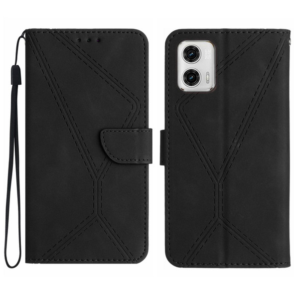 For Motorola Moto G73 5G Stitching Embossed Leatherette Phone Case(Black)