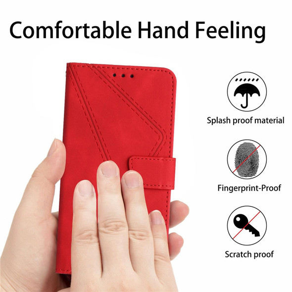 For Samsung Galaxy M53 5G Stitching Embossed Leatherette Phone Case(Red)