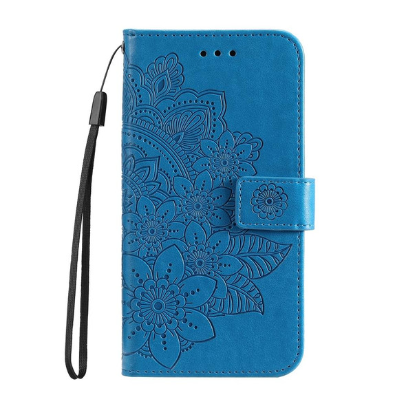 For Realme GT Neo 5 5G / GT3 7-petal Flowers Embossing Leatherette Phone Case(Blue)