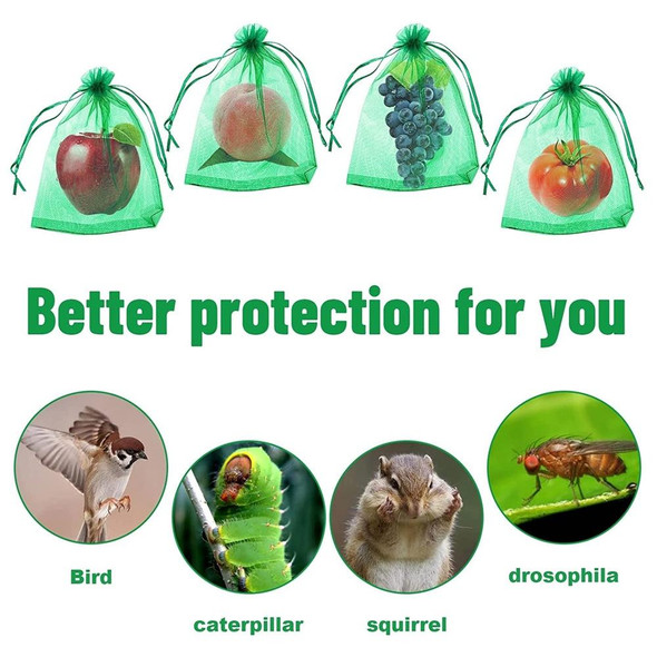 100pcs  Fruit Protection Bag Anti-insect and Anti-bird Net Bag 10 x 15cm(White)