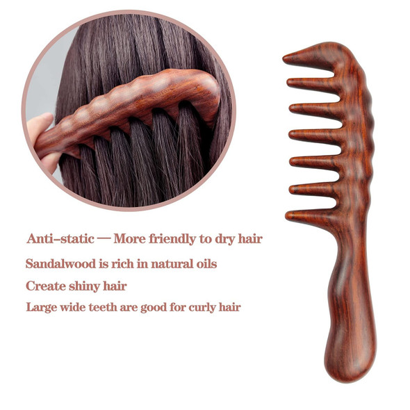 Meridian Massage Wooden Comb, Style: Green Sandalwood Large Tooth