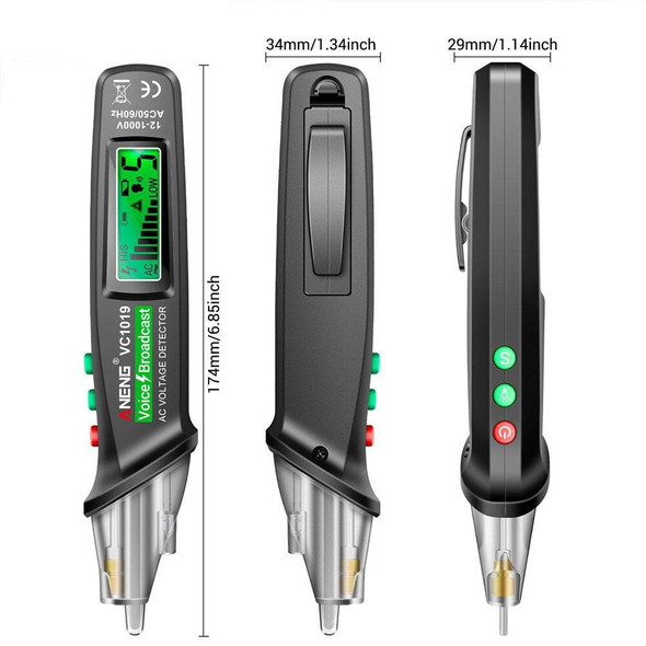 ANENG VC1019 Non-Contact Induction Electric Pen High-Precision Line Detection Breakpoint Voice Test Pen(Black)