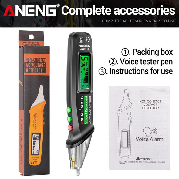 ANENG VC1019 Non-Contact Induction Electric Pen High-Precision Line Detection Breakpoint Voice Test Pen(Black)
