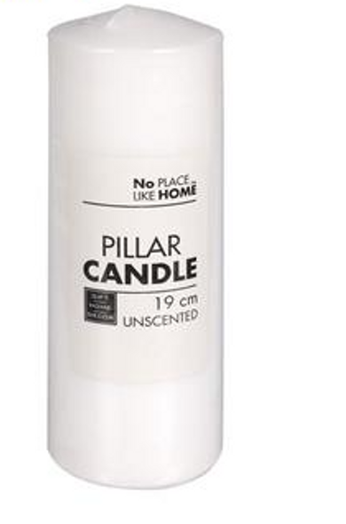 Candle Pillar Round White – 19cm X 7cm Unscented
