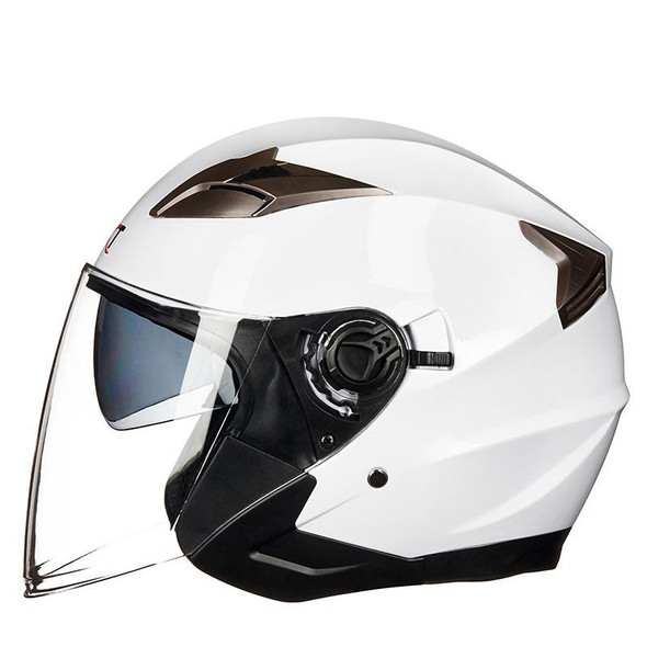 GXT 708 Electric Vehicle Dual Lens Helmet Four Seasons Safety Helmet, Size: L(Bright White)