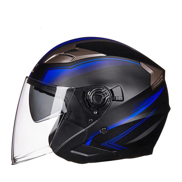 GXT 708 Electric Vehicle Dual Lens Helmet Four Seasons Safety Helmet, Size: L(Matt Black Blue)