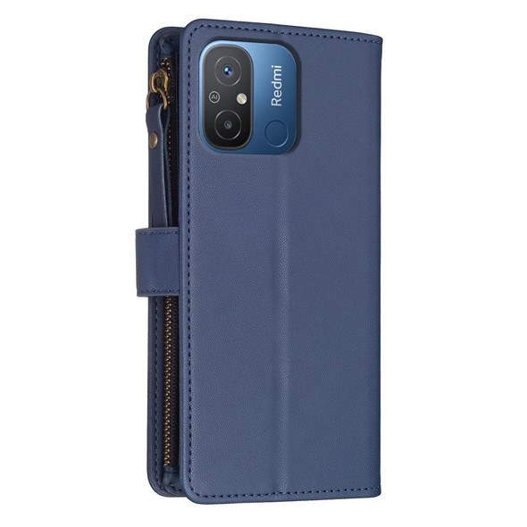 For Xiaomi Redmi 12C 9 Card Slots Zipper Wallet Leather Flip Phone Case(Blue)