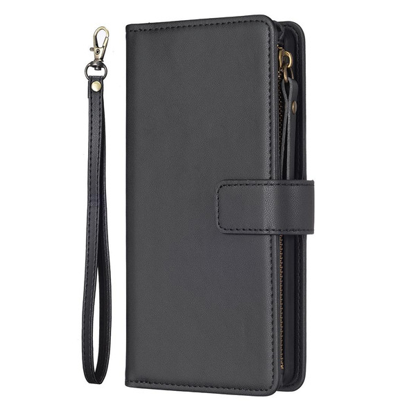 For Xiaomi 12 Pro 9 Card Slots Zipper Wallet Leather Flip Phone Case(Black)