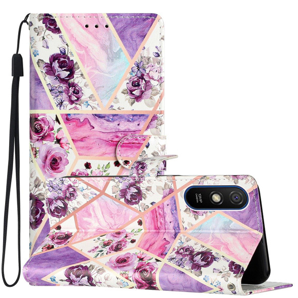 For Xiaomi Redmi 9A Colored Drawing Leather Phone Case(Purple Marble)