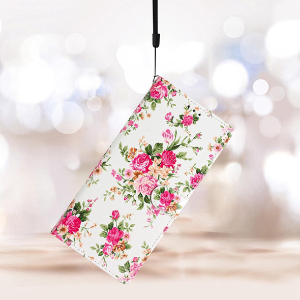 For Xiaomi Redmi 12C Colored Drawing Leather Phone Case(Peonies)