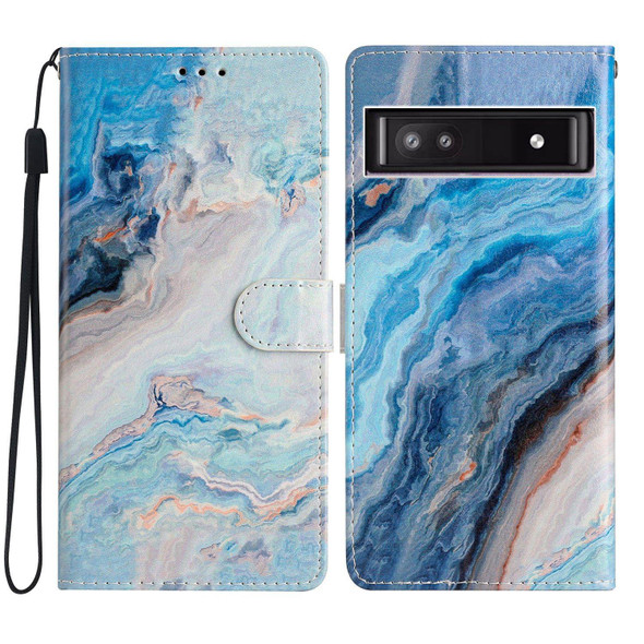 For Google Pixel 7a Colored Drawing Leatherette Phone Case(Blue Marble)