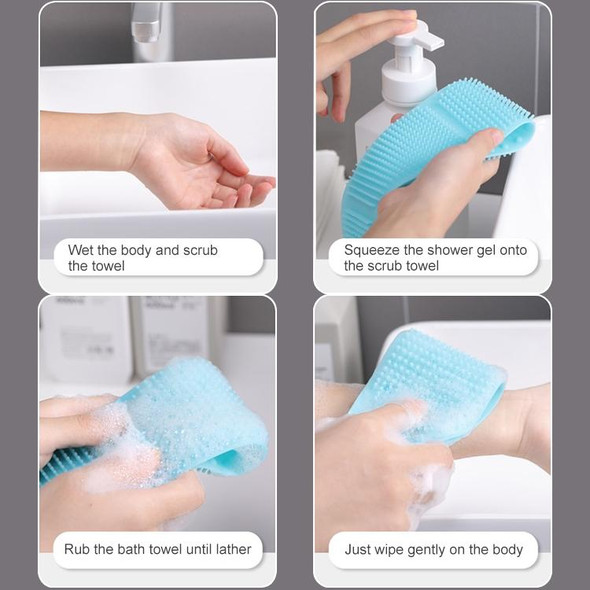 Silicone Massage Pull Strap Bath Brush Powerful Exfoliating Rubbing Bath Artifact(Sky Blue)