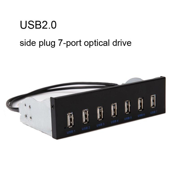 7 Port USB2.0 Optical Drive Bit Front Panel, Style: Side Plug