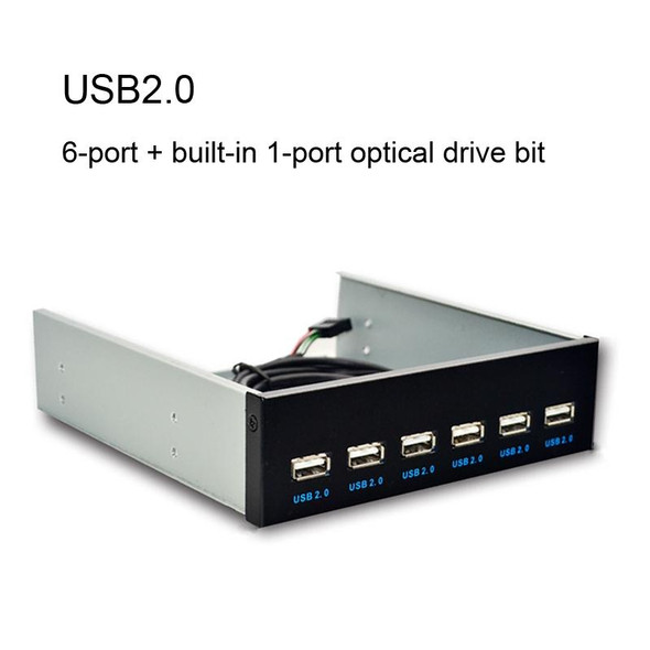 7 Port USB2.0 Optical Drive Bit Front Panel, Style: Flat Mouth