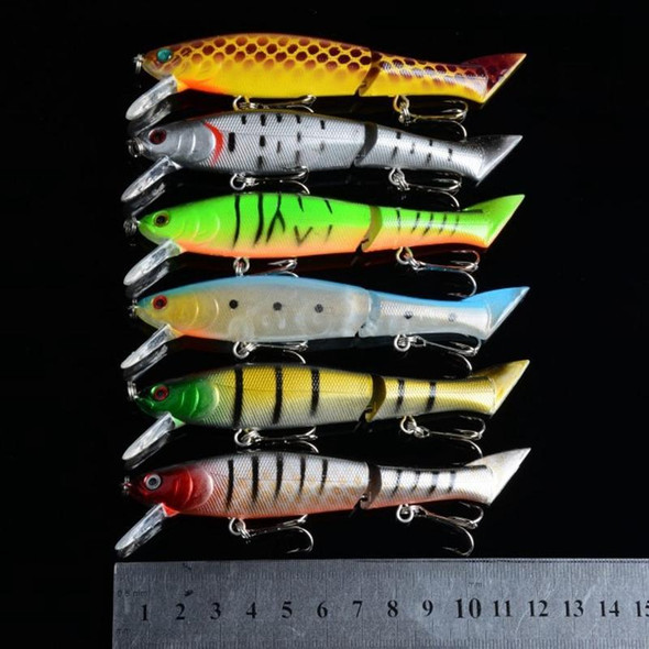 HENGJIA JM 011-X 6# 12cm 13.5g Multi-section Plastic Hard Baits Artificial Fishing Lures with Treble Hook, Random Color Delivery